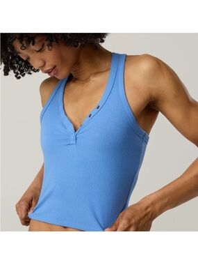 OFFLINE By Aerie Thumbs Up Heavyweight Henley Tank Top Blue XXL